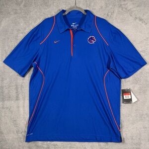 Nike Dri-FIT Boise State Broncos Embroidered Polo Shirt Mens L Blue NCAA SAMPLE